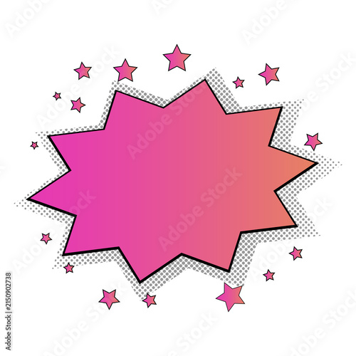 Pink Comic Burst with Stars - Pop Art Background Vector Graphic