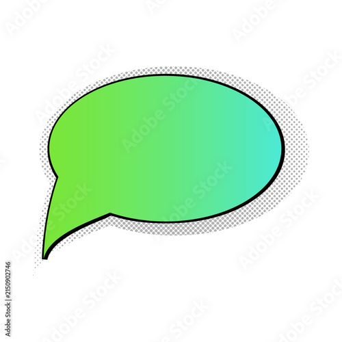Green comic speech bubble with halftone background for dialogue