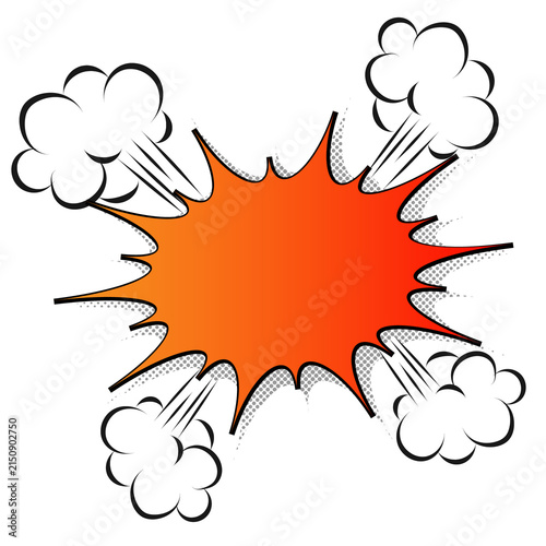 Comic Book Blast Effect with Orange Center and Cloudbursts