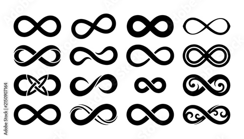 Foto Infinity Symbol Vector Icons Collection, Endless Loop Designs, Eternal Concepts,