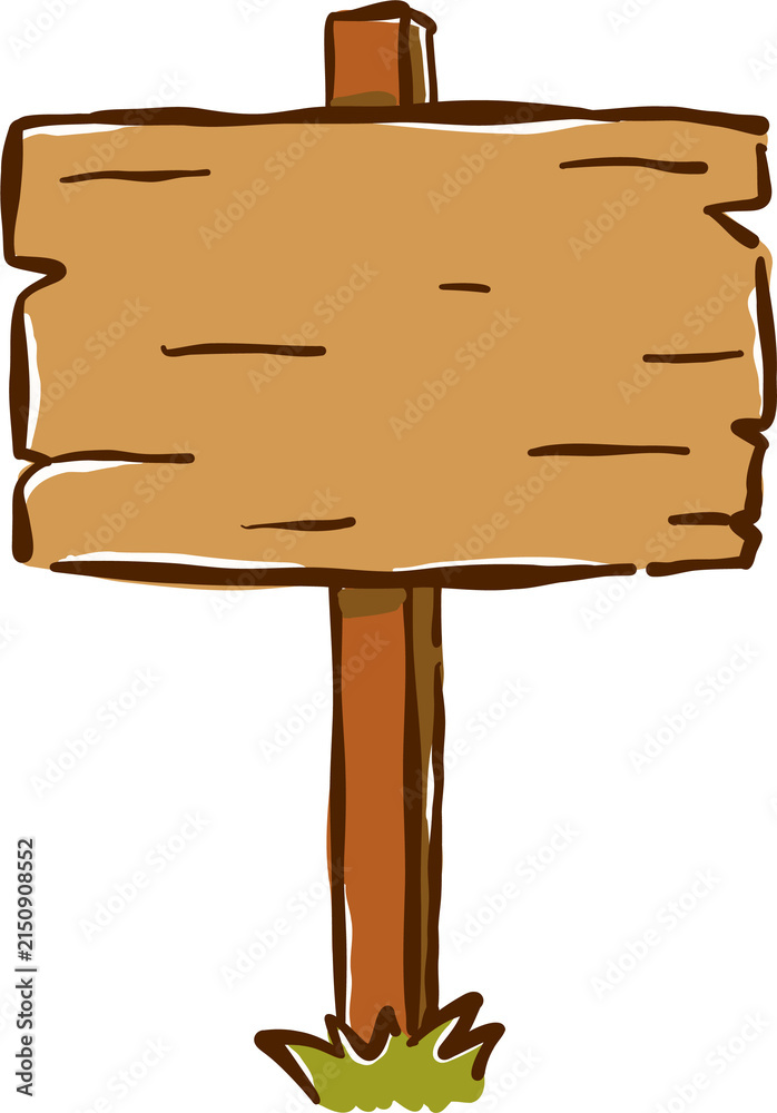 Naklejka premium Hand Drawn Blank Wooden Sign Post Illustration