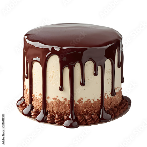 Decadent Chocolate Drip Cake: A rich, multi-layered cake, swathed in creamy frosting and adorned with luscious chocolate ganache dripping down its sides, promising pure indulgence.