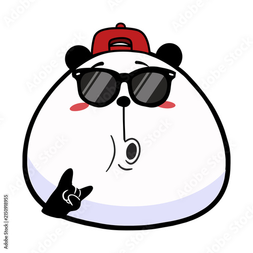Cuadro en lienzo Cute Cool Panda Emoji Sticker with Transparent Background