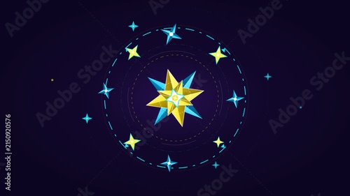 Bouncy 2D Animated Stars Rotating in a Retro Gaming Style HUD Interface