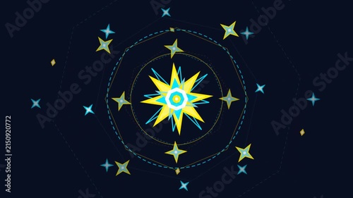 Animated 2D Star Shapes Pulsing with Bouncy Motion on Dark Background