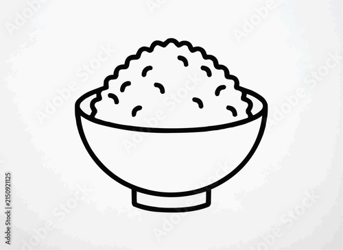Bowl of rice in minimalist style with simple lines