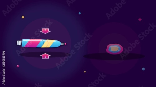 Bouncy 2D Animated Paint Tube and Splatter for Retro Gaming Background