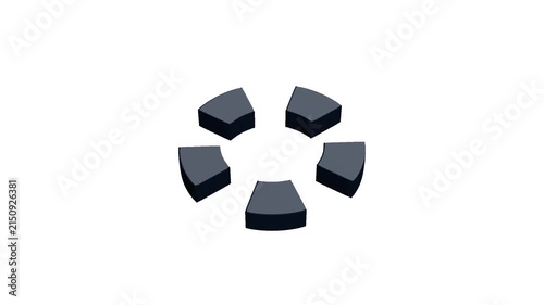 3D Loading Spinner Rotating Segments Animation on White Background