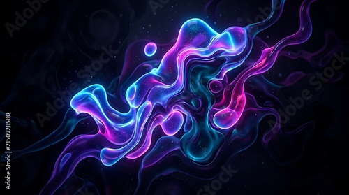 Glowing neon liquid shapes