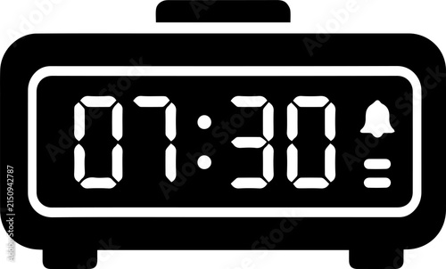Bild auf Leinwand Digital Alarm Clock Vector Icon Silhouette - LED Time Display Notification Timer