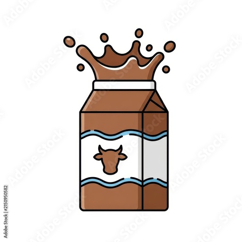 Chocolate milk splash from carton isolated on white