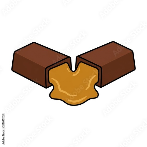 Chocolate bar with oozing caramel filling