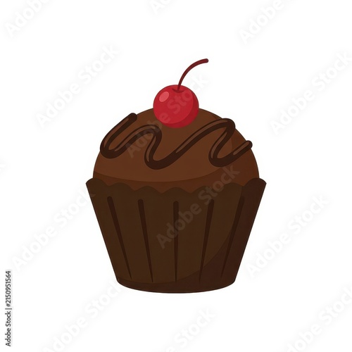 Chocolate cupcake with cherry on top
