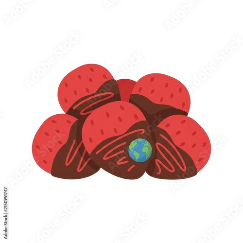 Chocolate covered strawberries with planet Earth