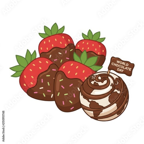 World Chocolate Day strawberries and globe