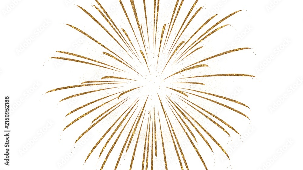 Fototapeta premium Elegant Golden Fireworks Burst With Radiant Starburst Light Effect For Festive Celebration Background Design