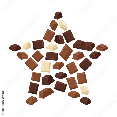 Star shape made of chocolate pieces