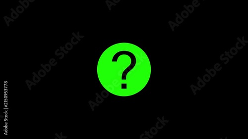 green Question Mark Circle Icon for FAQ Customer Support and Help Motion Graphic