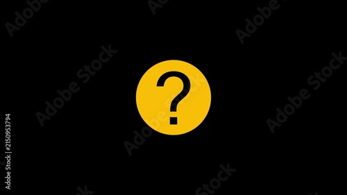Yellow Question Mark Circle Icon for FAQ Customer Support and Help Motion Graphic