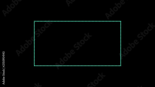 cyan Dashed Line Rectangle Frame and Glowing Dotted Border Overlay Motion Graphic