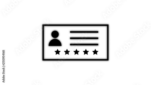 5 Star Rating Badge with User Profile and Testimonial Card Symbol on white Background