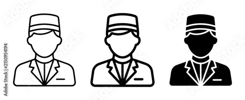 Bellhop Icons, Hotel Staff Vector Graphics, Hospitality Service Symbols