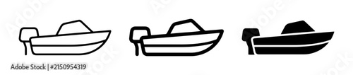 Foto Motorboat Icons, Outline and Solid Boat Graphics, Marine Transport Vector Set