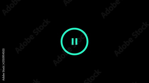 Cyan Play Button Circle Icon with Up Arrow for Video Start and Upload Motion