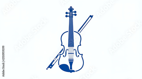 Minimalist blue violin icon featuring elegant string instrument silhouette against clean solid