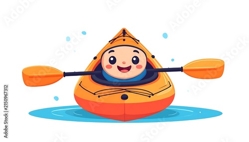 Cartoon fish character with orange hat and scarf.