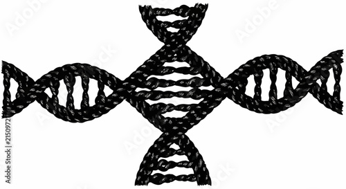 Abstract representation of interconnected DNA strands forming a symmetrical pattern.
