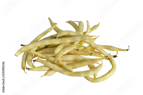 Yellow bush bean pods isolated on PNG background.