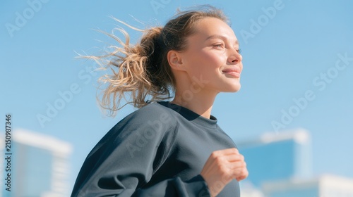 Woman Running in Casual Style