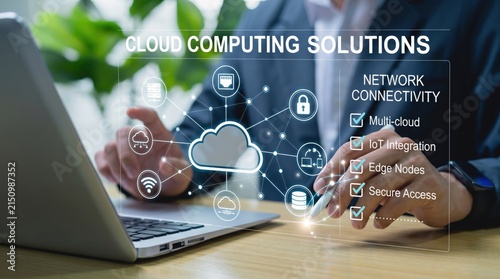 Cloud computing solutions with network connectivity checklist including multi-cloud IoT integration edge nodes and secure access features.