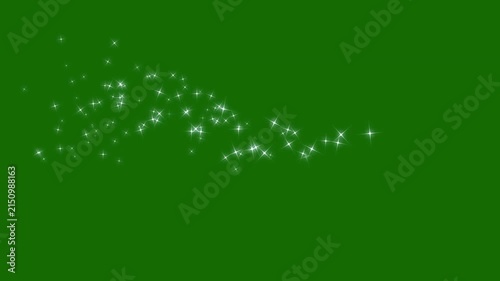 Shimmering luxury glitter stars animation with glowing fairy dust trails, 2d white twinkling particles, magical sparkle lines and seamless green screen overlay for festive projects in ultra HD and 4K