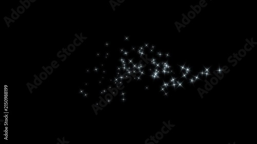 Cartoon twinkle star glitter animation with blinking white doodle stars, glowing sparkle lines, magical dust particles and seamless black screen motion graphics in ultra HD and 4K