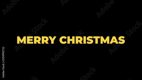 Light Effect Gold Color Merry Christmas Text Animation on Black background