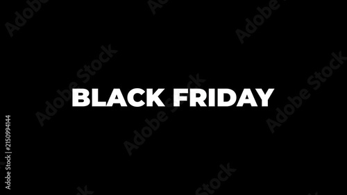 Light Effect White Color Black Friday Text Animation with red shadow on Black background
