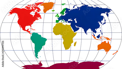 World Map Illustration with Latitude Longitude Grid