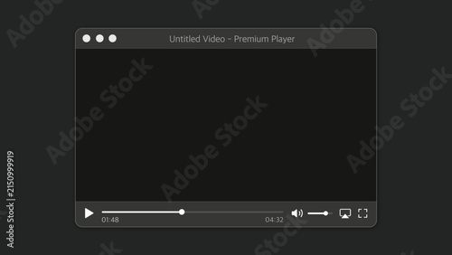 Minimalist Dark Mode Video Player Interface Mockup