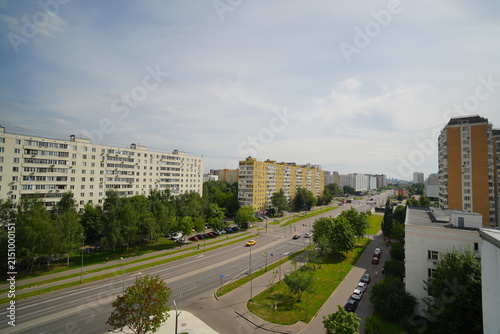 Panoramic high angle view of residential neighborhood in Moscow Russia