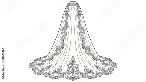 Elegant White Wedding Veil Adorned with Delicate Black Lace and Intricate Beading Showcasing Bridal Elegance and Sophistication