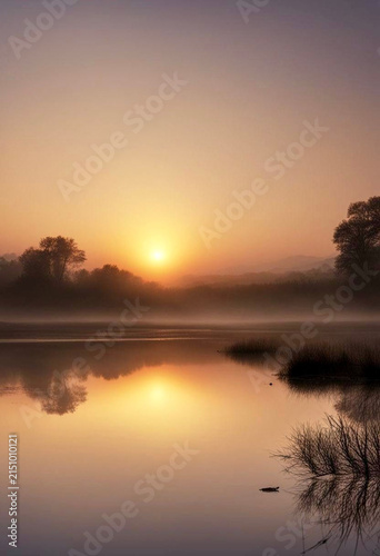 sunrise over the river