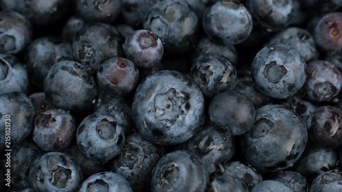Fresh Blueberries in plate, rotation. Healthy vitamin rich snack