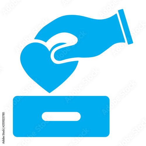 Hand putting heart into donation box icon
