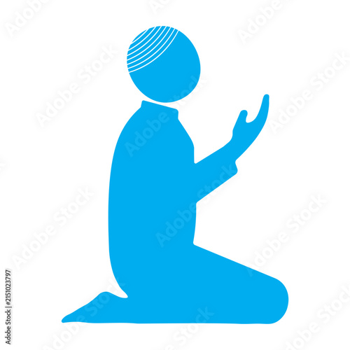 Muslim Man Kneeling and Praying Silhouette