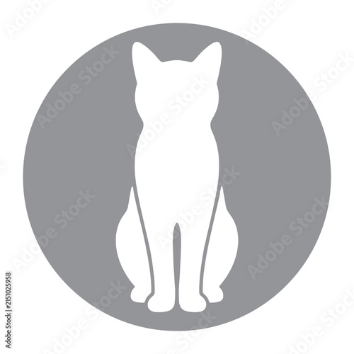 Minimalist Cat Silhouette in Circle Icon