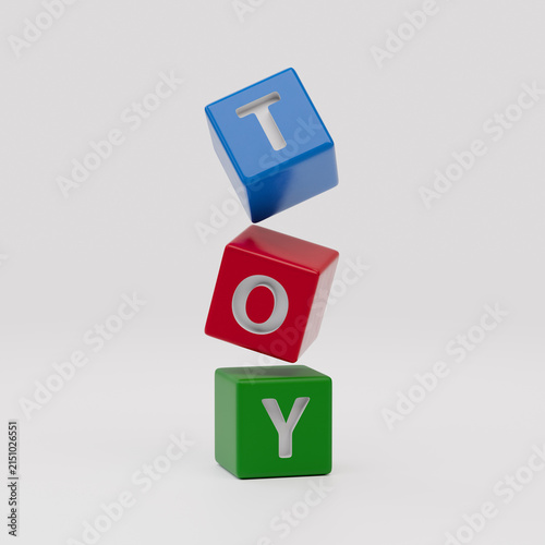 Colorful alphabet blocks spelling word toy balancing