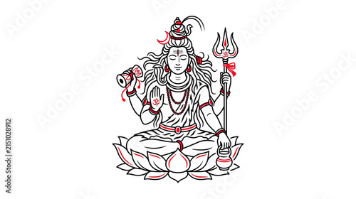 Принти на полотні Hindu deity illustration sitting on lotus flower