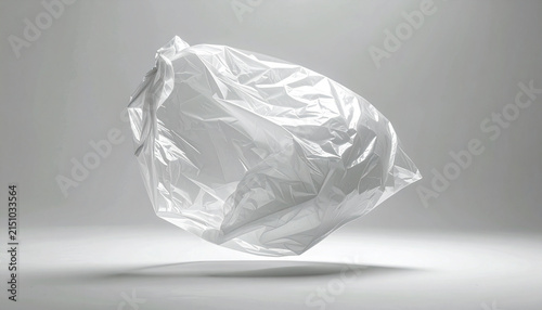 Crumpled Plastic Bag on White Background